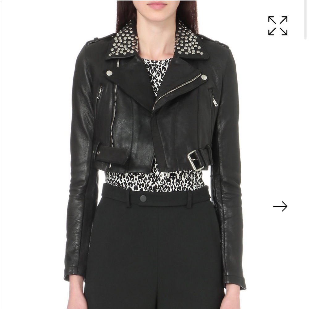 Maje Bloodya Leather Jacket With Studs In Black